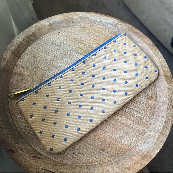 💙 Fossil Felicity Blue Dot Jori Zip Clutch Wallet & Pouch - Tan & Brown & Blue - Picture 5 of 15